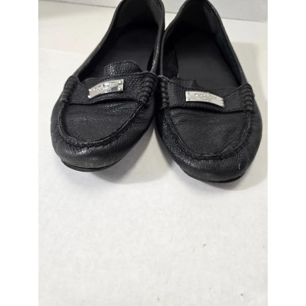 Coach Fredrica Loafers Womens 8.5B Black Pebbled Leather Driving Flats